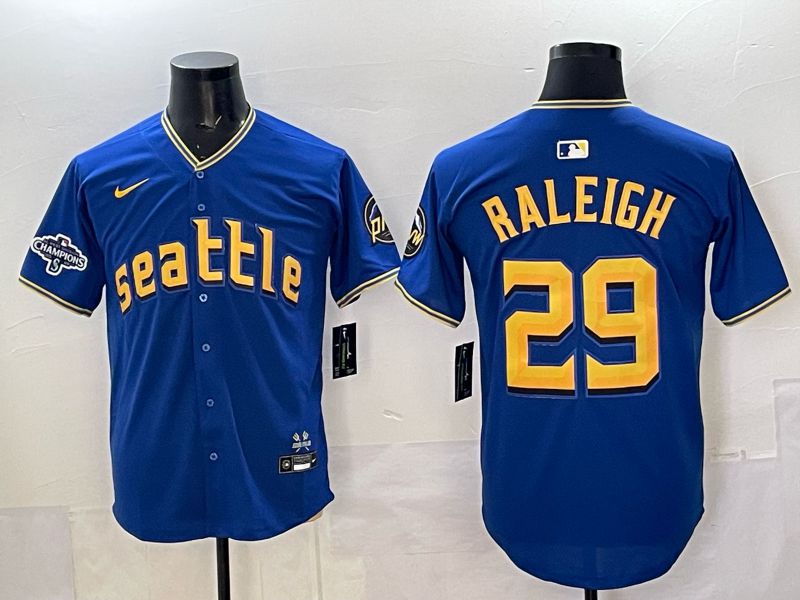 Men 2025 Seattle Mariners #29 Raleigh Blue City Edition Nike MLB Jersey style 81->seattle mariners->MLB Jersey
